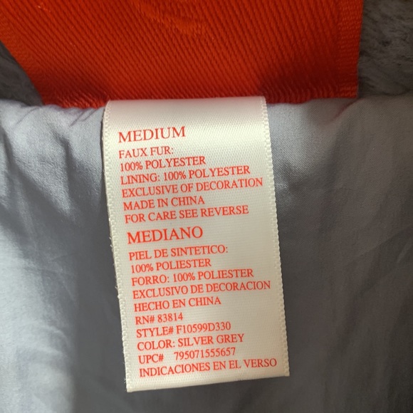 Women’s Ivy Blossom gray faux sheared fur fleece teddy zip jacket  size M - Picture 4 of 6